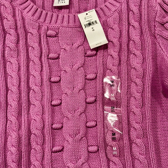 NWT Gap Kids Cable Knit Sweater Pink Size M (8) 100% Cotton - Picture 4 of 8